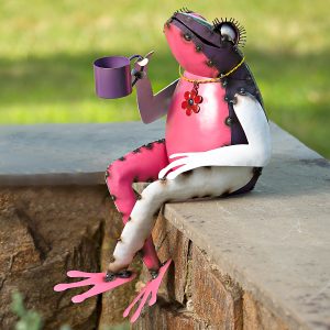 Recycled Metal Tea Frog Garden Art