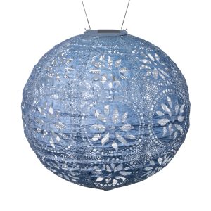 Soji Stella - Boho Globe - 12" Solar Lantern - Metallic Blue