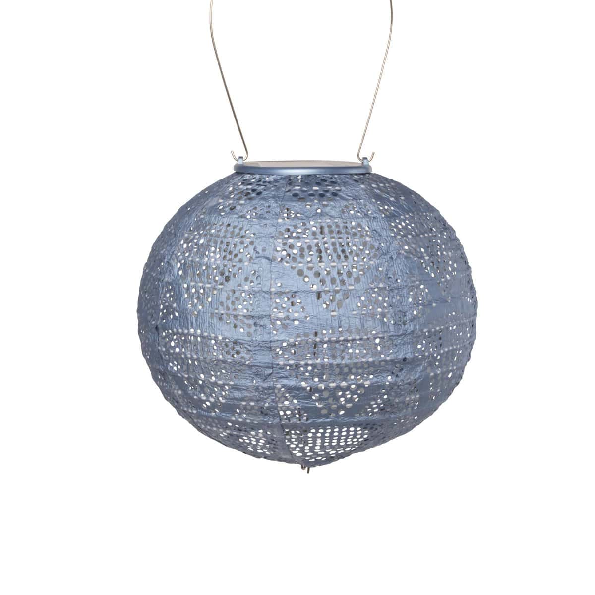 Soji Stella - Globe - 8" Solar Lantern - Metallic Blue