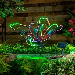 Solar Neon Butterfly Garden Decor