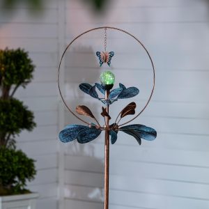 Sphere Flower Solar Metal Wind Spinner, 87"H