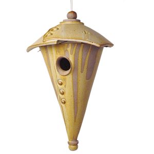 Tapered Stoneware Pottery Cottage Birdhouse