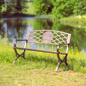 Thoughts & Hearts Memorial Metal Garden Bench