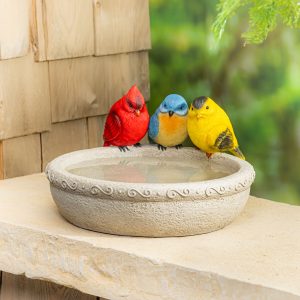 Trio Birds Resin Birdbath