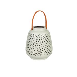 VivaStyle Outdoor Lamp & Lighting, Ceramic Speckled Cut Out Solar Lantern
