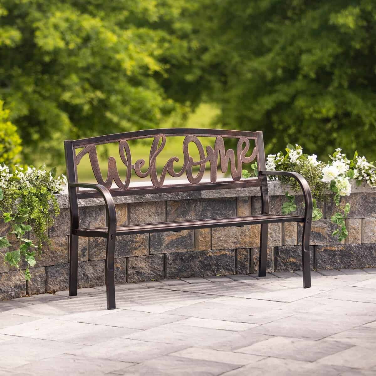 Welcome Metal Garden Bench