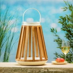 Wood Slat Solar Lantern