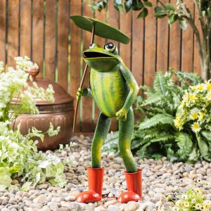 Frog with Umbrella Garden Statue