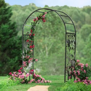 Metal Arched Hummingbird Garden Arbor