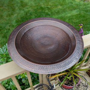 Hammered Burnt Copper Birdbath, 23" Diameter