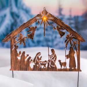 28"H Solar Illuminated Nativity Stake