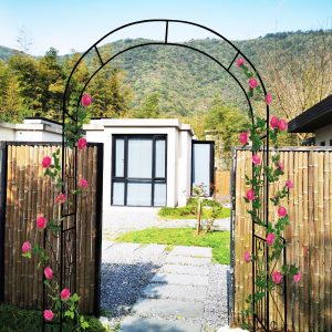 55"x14.5'' Outdoor Garden Arch Trellis For Climbing Plants, Rust-Resistant Metal Arch Trellis, Simple Assembly, Black | Aosom.com