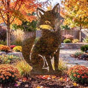 Rustic Metal Fox Garden Stake