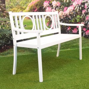 Grayson Steel Garden Bench - White