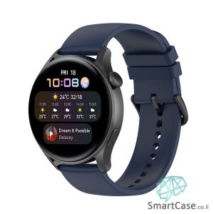 רצועת סיליקון חלקה בצבע Midnight blue אבזם שחור לשעוני גלקסי וואווי גרמין הואמי