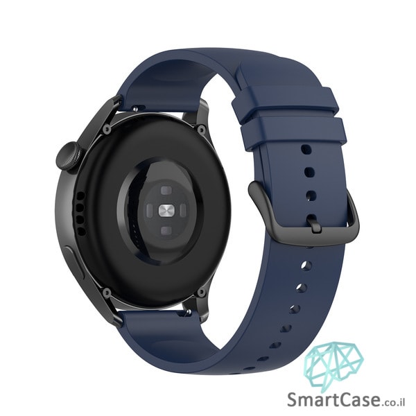 רצועת סיליקון חלקה בצבע Midnight blue אבזם שחור לשעוני גלקסי וואווי גרמין הואמי