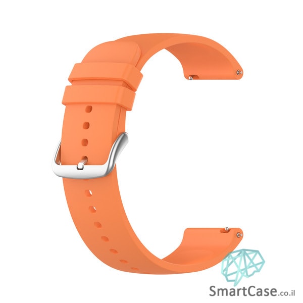 רצועת סיליקון חלקה בצבע Orange אבזם כסוף לשעוני גלקסי וואווי גרמין הואמי