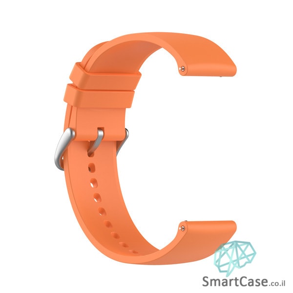רצועת סיליקון חלקה בצבע Orange אבזם כסוף לשעוני גלקסי וואווי גרמין הואמי