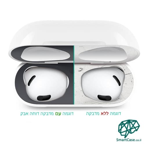 מדבקות אטימה לאיירפודס נגד אבק ולכלוך כסף מטאלי