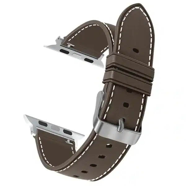 רצועת סיליקון אפל ווטש דמוי עור בצבע Gray