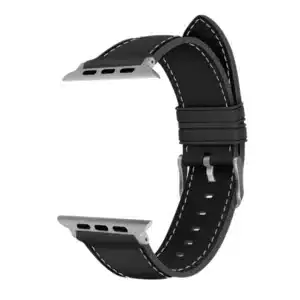 רצועת סיליקון אפל ווטש דמוי עור בצבע Black