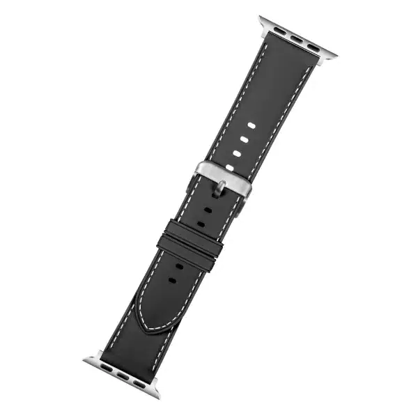 רצועת סיליקון אפל ווטש דמוי עור בצבע Black