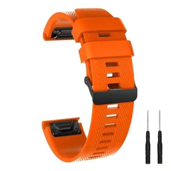 רצועת סיליקון איכותית QuickFit 22MM לשעוני גרמין #15 Orange