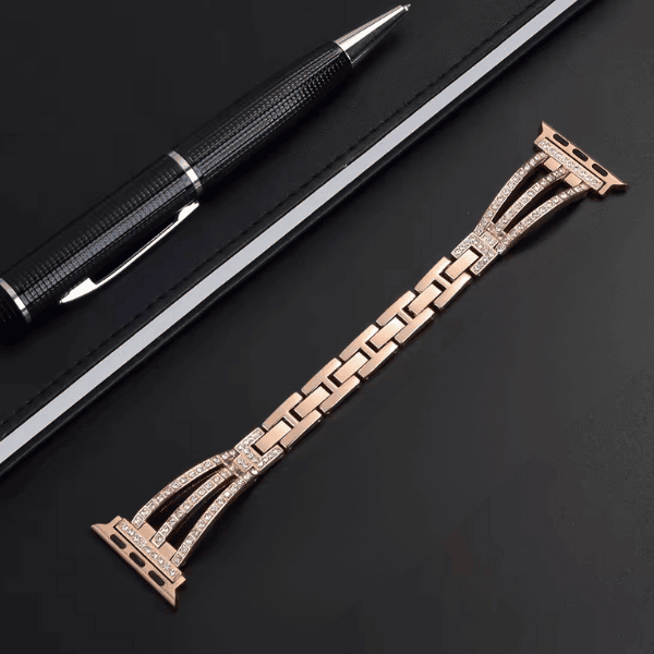 רצועה צמיד אבנים נוצצות לאפל ווטש 38/40/41mm זהב ורדים