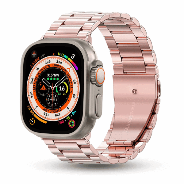 רצועה לאפל ווטש 42/44/45/49mm ברזל חוליות Pink