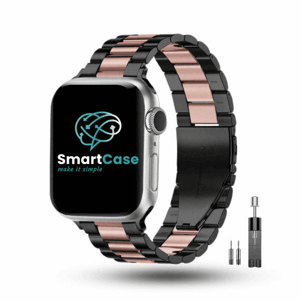 רצועה לשעון אפל ברזל חוליות 38/40/41mm בצבע Black Pink