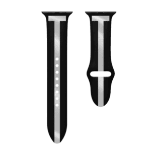 רצועה לאפל ווטש 38/40/41mm סיליקון סגירה פנימית הדפס T שחור כסף