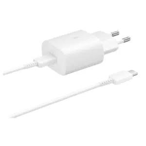 מארז מטען מקורי מהיר 25W+כבל יציאה USB-C של סמסונג לבן