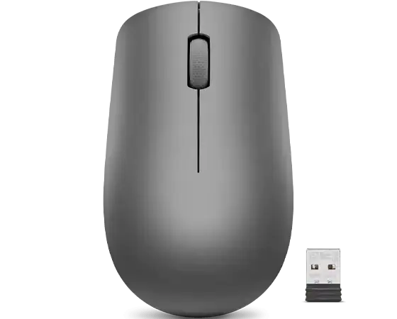 עכבר אלחוטי 2.4GHz Lenovo עם חיישן 1200DPI, עיצוב נוח וקל לשימוש, מתאים לעבודה ולמשחקים, כולל מקלט USB קטן לניידות.