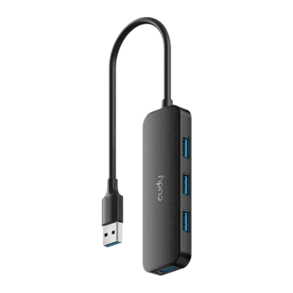 מפצל USB-A 3.0 עם 4 יציאות במהירות 5Gbps, מתאים לחיבור מכשירים מרובים במחשב או בלפטופ. עיצוב קומפקטי ואמין לשימוש יומיומי.