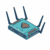 נתב Wi-Fi עם חמש אנטנות, סימן Wi-Fi מרכזי, חיבור רשת אלחוטית מהירה ואבטחה מתקדמת.