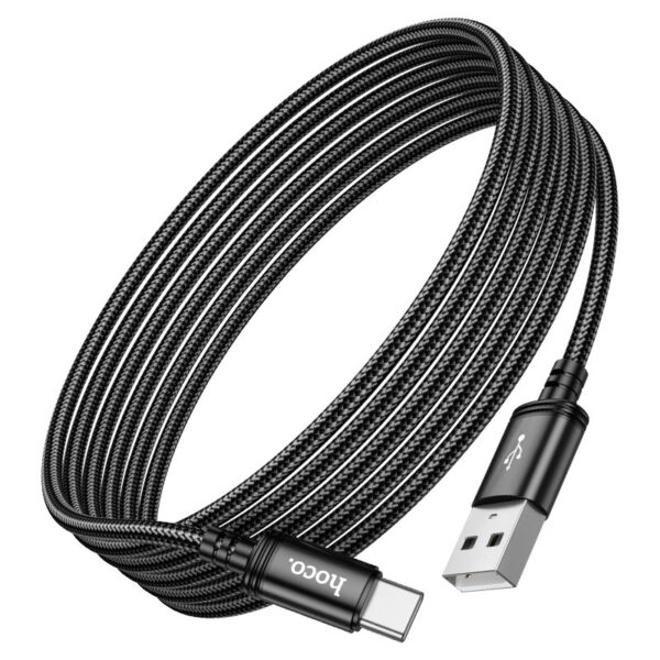 כבל USB-C ל-USB-A באורך 3 מטר, דגם HOCO X91 Radiance, מתאים לטעינה והעברת נתונים במהירות גבוהה, עמיד ואלגנטי, מושלם לשימוש יומיומי עם מכשירי סמסונג, אפל, ועוד.