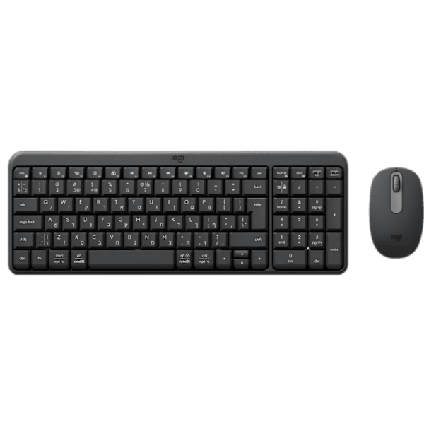 מקלדת ועכבר אלחוטיים של Logitech, עיצוב מודרני ונוח לשימוש משרד, בית, ולימודים, תואם למחשבים ניידים ונייחים.