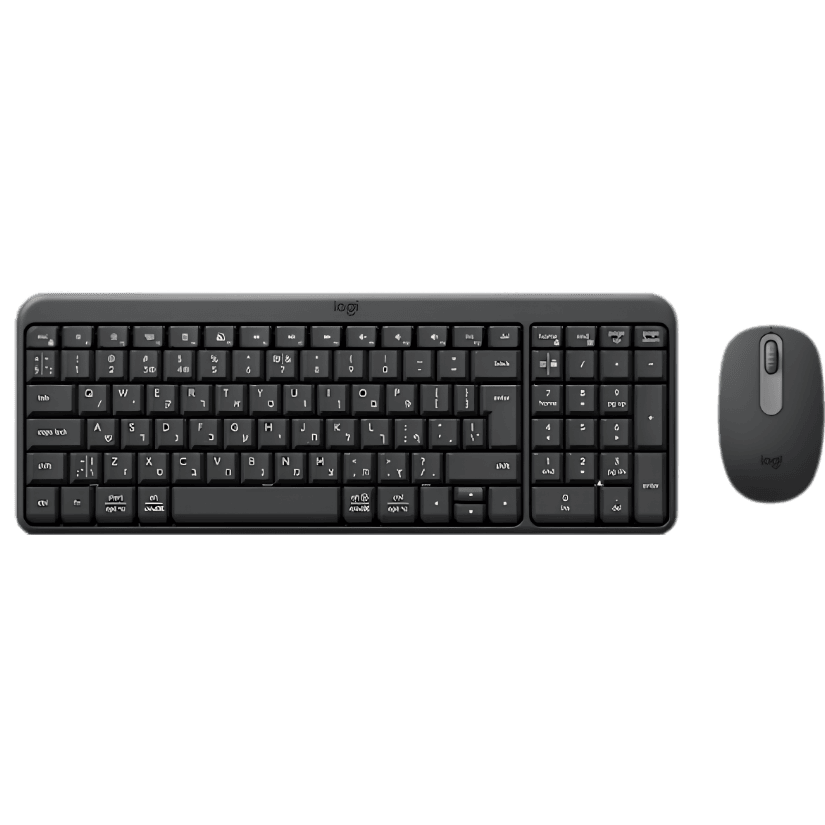 מקלדת ועכבר אלחוטיים של Logitech, עיצוב מודרני ונוח לשימוש משרד, בית, ולימודים, תואם למחשבים ניידים ונייחים.