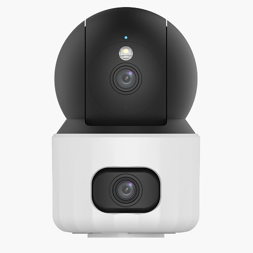 מצלמת אבטחה אלחוטית דו-עדשה Wi-Fi 5MP עם ראיית לילה, מתקדמת ומקיפה לאבטחת הבית והעסק.