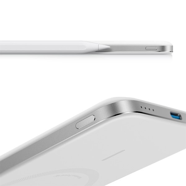 סוללת גיבוי אלחוטית 5000mAh Anker Nano Slim לבן, עיצוב דק וקל משקל עם חיבור USB-C.