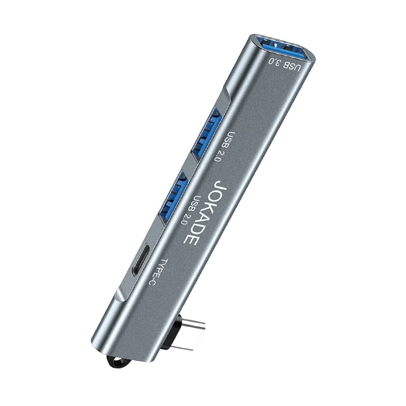 מפצל Type-C אלומיניום 4 ב-1 עם USB 3.0 ו-USB 2.0, תומך ב-4K, מתאים למכשירי Type-C.