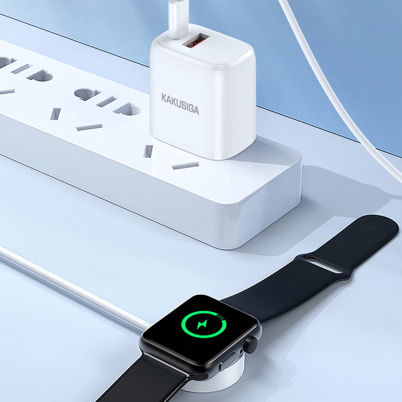 מטען אלחוטי מגנטי לשעון Apple Watch עם עיצוב מודרני וקל לשימוש, מתאים לטעינה מהירה ואמינה של השעון.