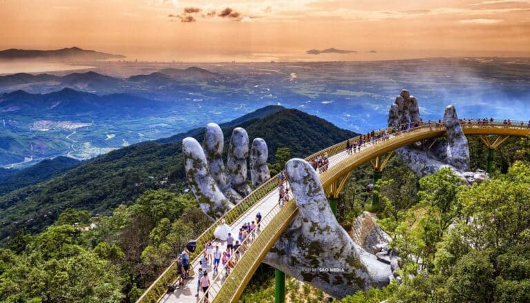 the golden bridge Danang from the air