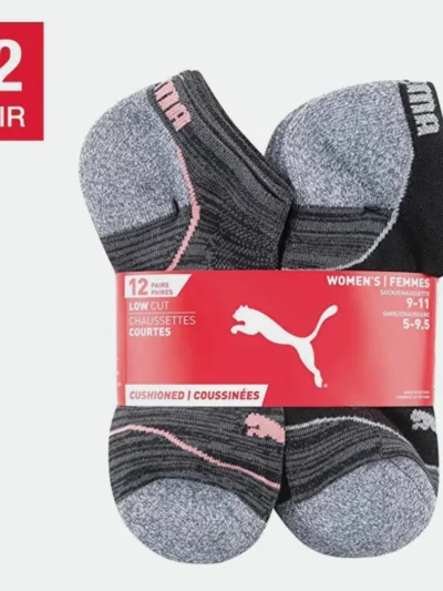 PUMA WOMEN'S LOW CUT ATHLETIC SOCKS 12PACK (6-12 US)