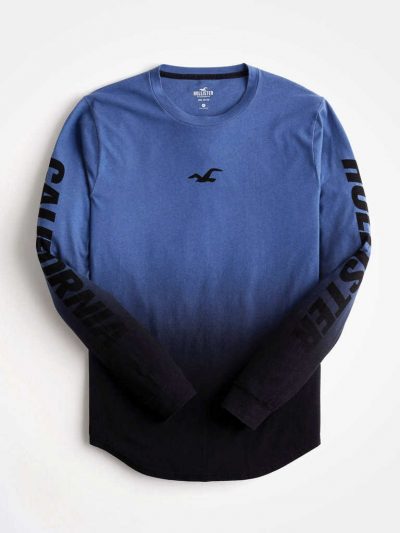 HOLLISTER MEN LONG SLEEVE SWEATSHIRT CURVED HEM