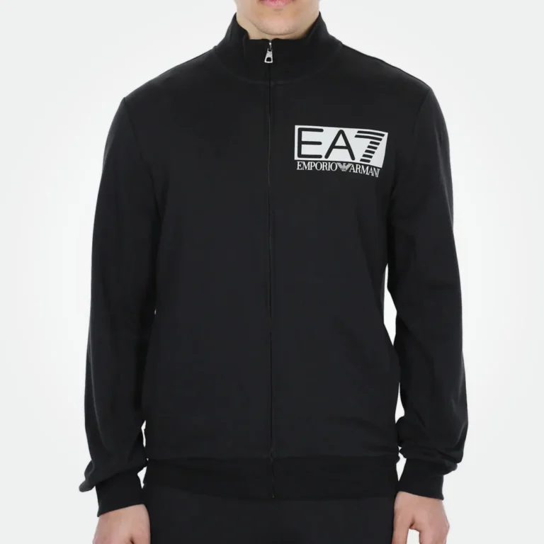 EA7 EMPORIO ARMANI FULL-ZIP SWEATSHIRT MONOGRAM LOGO
