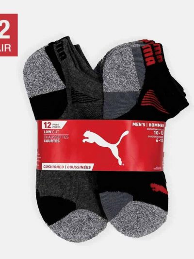 PUMA MEN LOW CUT ATHLETIC SOCKS, 12 PAIRS (7-12US)