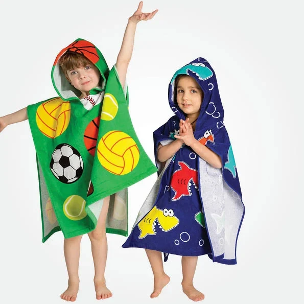 Just Kidding Kids Hooded Towel - Ball & Shark (Set Of 2)