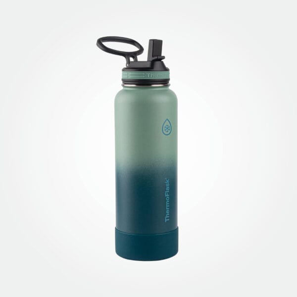 Thermoflask 40oz Stainless Steel Insulated Water Bottles with Straw and Spout Lids, 2-pack, Off White/Glade Green - Image 6