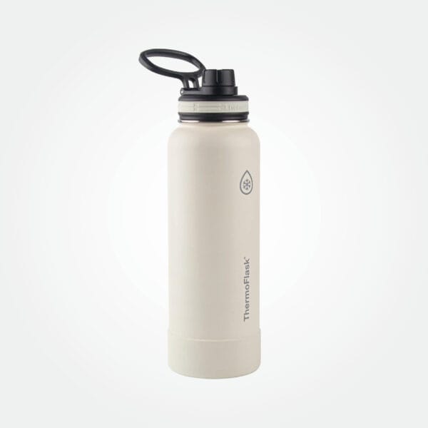 Thermoflask 40oz Stainless Steel Insulated Water Bottles with Straw and Spout Lids, 2-pack, Off White/Glade Green - Image 5